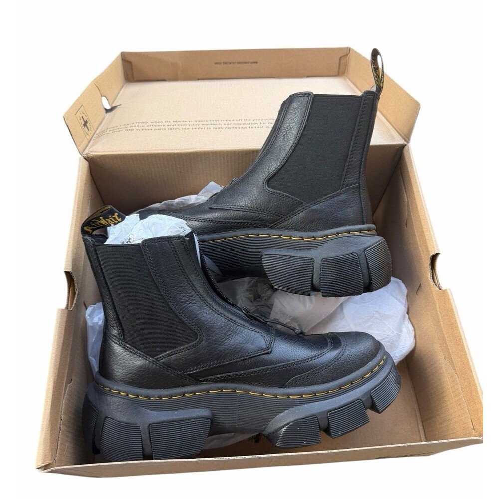NEW Dr. Martens Leather Beta 2976 DMXL Zip Up Chelsea Boots Black W 7 EU 38 Doc